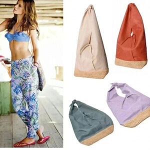ALE BY ALESSANDRA JUTE SLOUCHY NATURAL LINEN BEACH BAG TAN